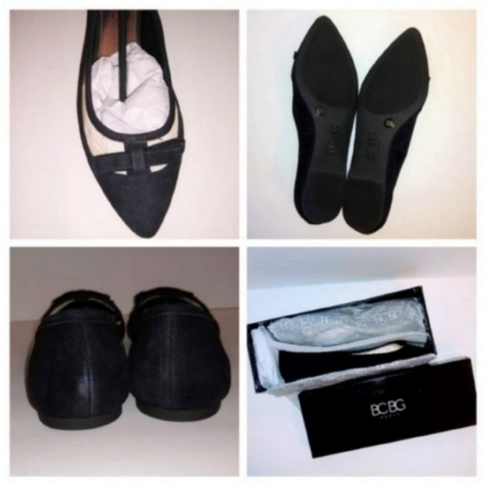 NWT BCBG Zarine Black Suede Point Toe Ballet Flat - Picture 7 of 8